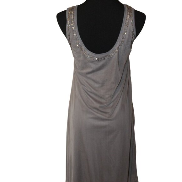 ANGIE Silver Beaded Mini Dress Stunning Gray Swing Gatsby S Small HOLIDAY PARTY - Picture 8 of 13